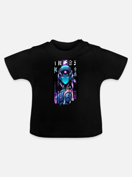 Cyborg Frau Futuristischer Roboter - Baby Bio-T-Shirt mit Rundhals - Schwarz