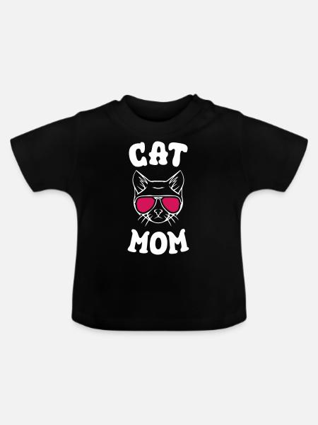 Cat Mom - Baby Bio-T-Shirt mit Rundhals - Schwarz