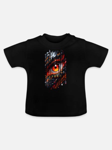Cyborg Eyes Drachenmädchen - Baby Bio-T-Shirt mit Rundhals - Schwarz