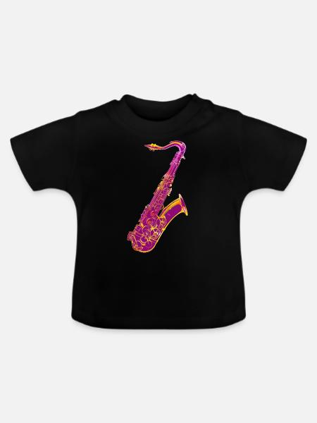 Saxophon - Baby Bio-T-Shirt mit Rundhals - Schwarz