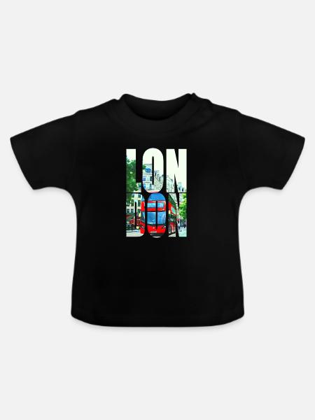 LONDON - Baby Bio-T-Shirt mit Rundhals - Schwarz