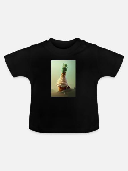 Eiscreme - Baby Bio-T-Shirt mit Rundhals - Schwarz