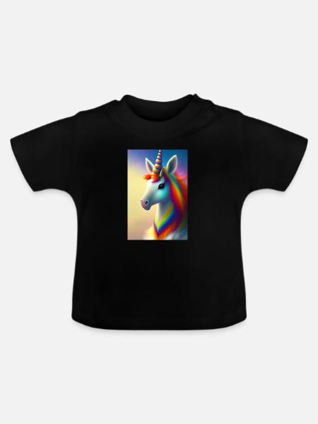 Einhorn - Baby Bio-T-Shirt mit Rundhals - Schwarz