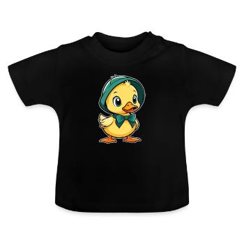 Petit canard mignon, bébé canard - T-shirt bio col rond Bébé - noir - Devant