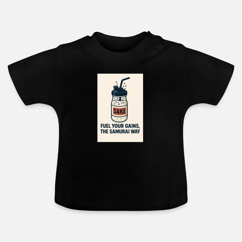 Saké et Gains Style Samurai - T-shirt bio col rond Bébé - noir