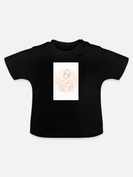 Herzberührung in zarter Skizze - Baby Bio-T-Shirt mit Rundhals - Schwarz