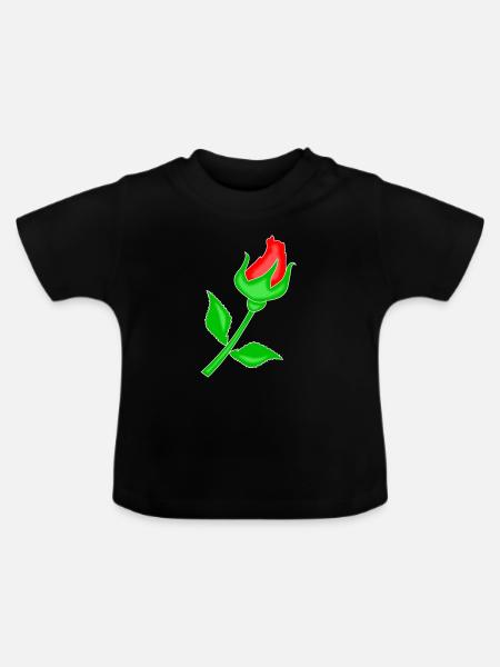 Rose rot - Baby Bio-T-Shirt mit Rundhals - Schwarz