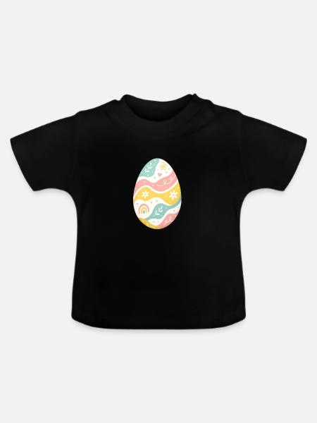 Pastell Osterei Muster - Baby Bio-T-Shirt mit Rundhals - Schwarz