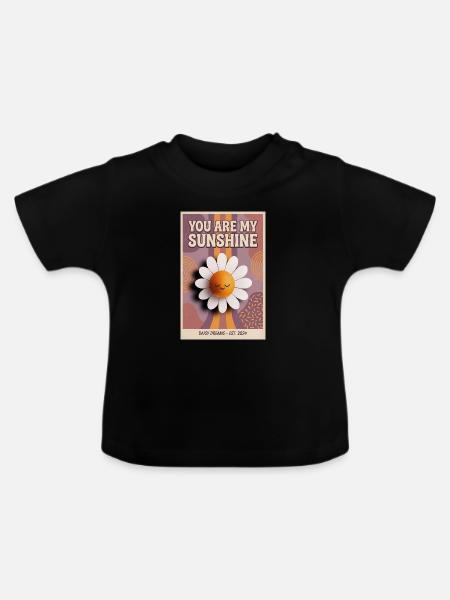 Du bist meine Sonnenschein-Gänseblümchen-Popkunst - Baby Bio-T-Shirt mit Rundhals - Schwarz