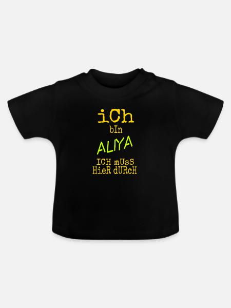 Vorname Aliya - Baby Bio-T-Shirt mit Rundhals - Schwarz
