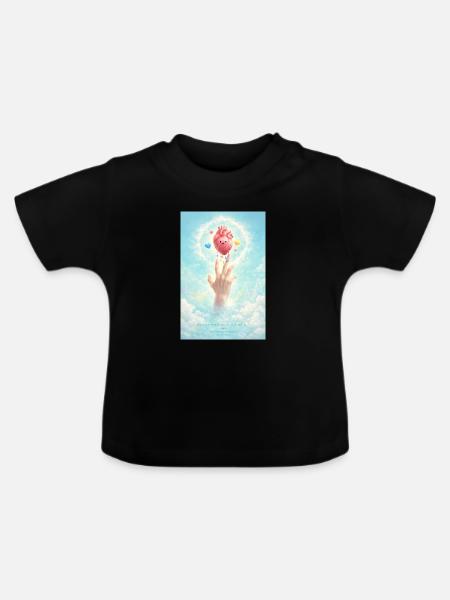 Herzballon im Himmel - Baby Bio-T-Shirt mit Rundhals - Schwarz