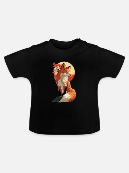 Fuchs Japan - Baby Bio-T-Shirt mit Rundhals - Schwarz