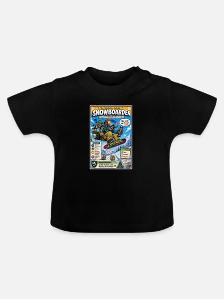 Der Snowboarder – nur noch ein Trick - Baby Bio-T-Shirt mit Rundhals - Schwarz