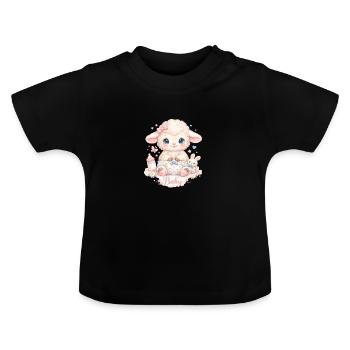 Baby sheep - Baby Organic T-Shirt with Round Neck - black - Front