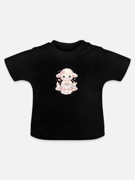 Baby Schäfchen - Baby Bio-T-Shirt mit Rundhals - Schwarz