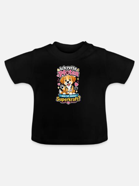 Pfotenheld Deine Superkraft - Baby Bio-T-Shirt mit Rundhals - Schwarz