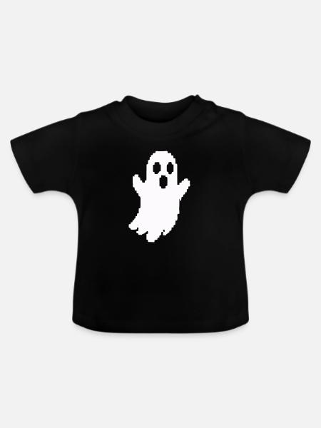 Weißer Geister-Silhouette Print - Baby Bio-T-Shirt mit Rundhals - Schwarz
