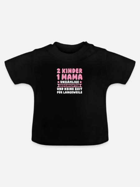 Mama Von 2 Kindern - Baby Bio-T-Shirt mit Rundhals - Schwarz