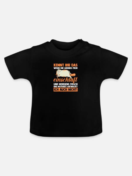 Faulenzer Langschläfer Motivation Katze - Baby Bio-T-Shirt mit Rundhals - Schwarz