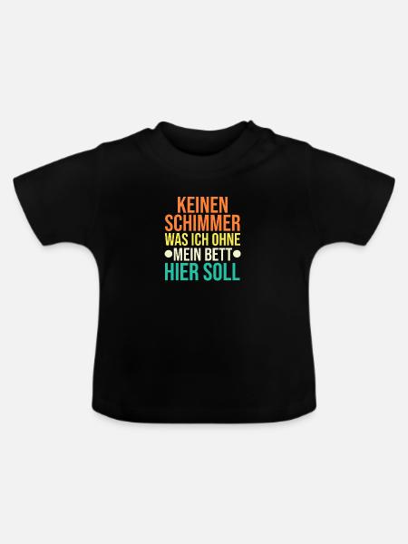 Langschläfer Shlafen Faul - Baby Bio-T-Shirt mit Rundhals - Schwarz