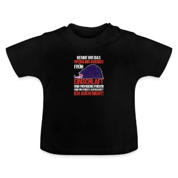 Lazy Late Riser Motivation Hedgehog - Baby Organic T-Shirt with Round Neck - black - Front