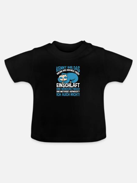 Faulenzer Langschläfer Motivation Faultier - Baby Bio-T-Shirt mit Rundhals - Schwarz