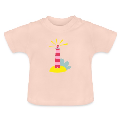 Rosaroter Leuchtturm - Baby Bio-T-Shirt mit Rundhals
