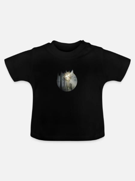 Nature Hirsch Deer Outdoor Wald Wildnis - Baby Bio-T-Shirt mit Rundhals - Schwarz
