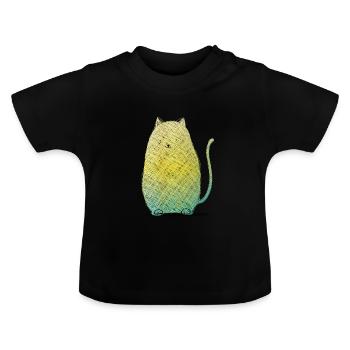 Melba die Katze - Melba the cat - Baby Bio-T-Shirt mit Rundhals - Schwarz - Vorne