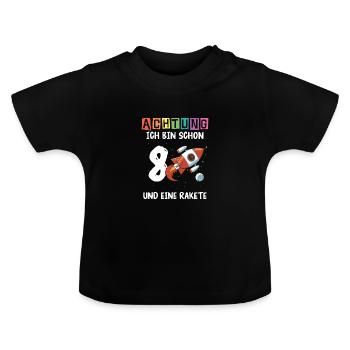 Geschenk 8 Jahre Geburtstagskind - Baby Bio-T-Shirt mit Rundhals - Schwarz - Vorne