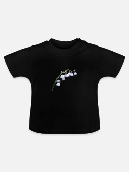 Cadeau de printemps fleur de muguet - T-shirt bio col rond Bébé - noir