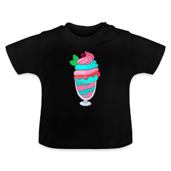 Gobelets à glace - T-shirt bio col rond Bébé - noir - Devant