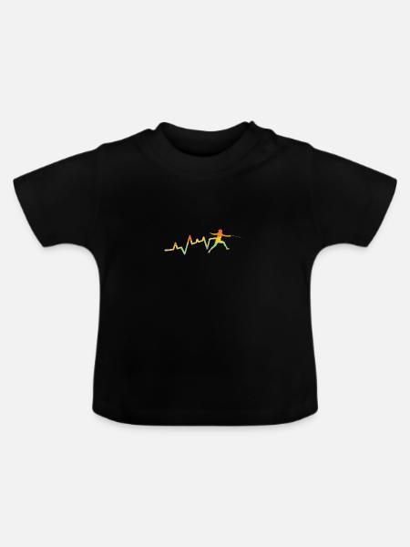 Fechter Herzschlag Fechten - Baby Bio-T-Shirt mit Rundhals - Schwarz
