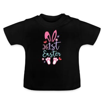 Ma première Pâques Pâques - T-shirt bio col rond Bébé - noir - Devant