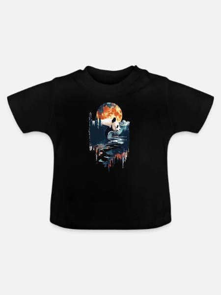 Panda - Baby Bio-T-Shirt mit Rundhals - Schwarz