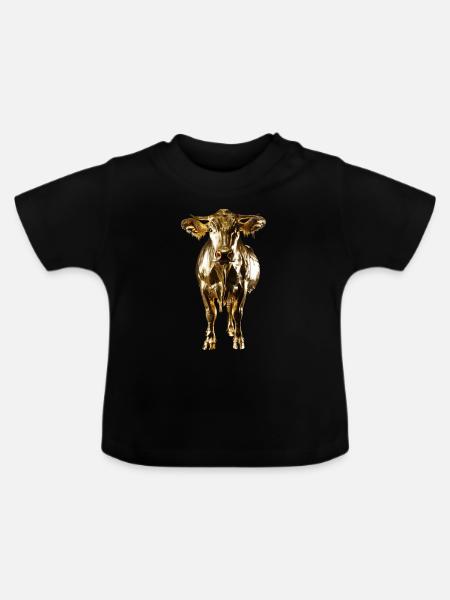 Kuh - Baby Bio-T-Shirt mit Rundhals - Schwarz