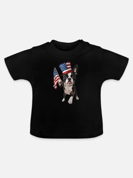 Boston Terrier - Baby Bio-T-Shirt mit Rundhals - Schwarz