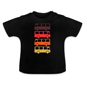 Bus Transporter Retro - Baby Organic T-Shirt with Round Neck - black - Front