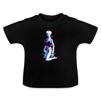 Ms. Alien 80s Retro Violet - Baby Organic T-Shirt with Round Neck - black - Front