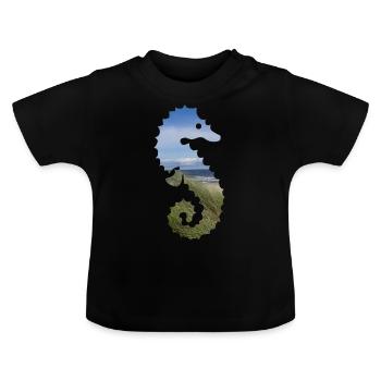 Hippocampe mer baltique - T-shirt bio col rond Bébé - noir - Devant