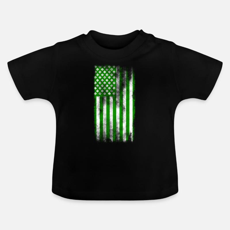 Drapeau de la Saint-Patrick irlandais américain lavé - T-shirt bio col rond Bébé - noir