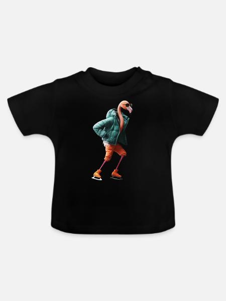 Flamingo - Baby Bio-T-Shirt mit Rundhals - Schwarz