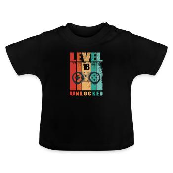 Level unlocked - Geburtstag - Baby Bio-T-Shirt mit Rundhals - Schwarz - Vorne