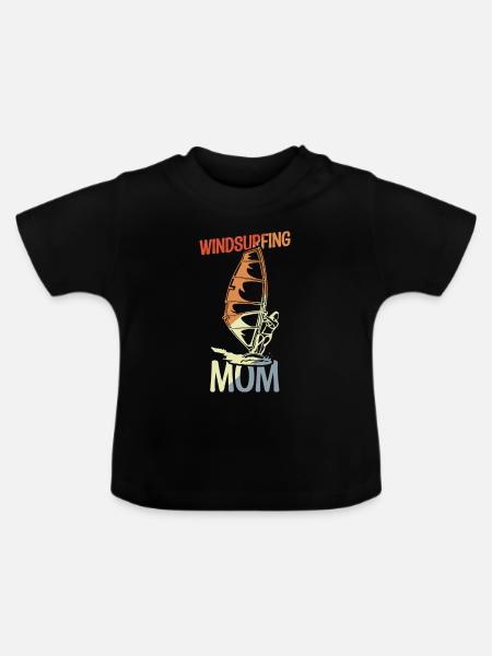 Mama Windsurfer - Baby Bio-T-Shirt mit Rundhals - Schwarz