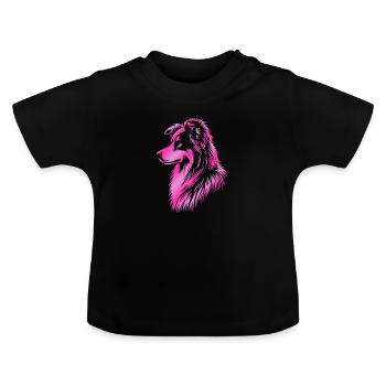 Chien de troupeau rose - T-shirt bio col rond Bébé - noir - Devant