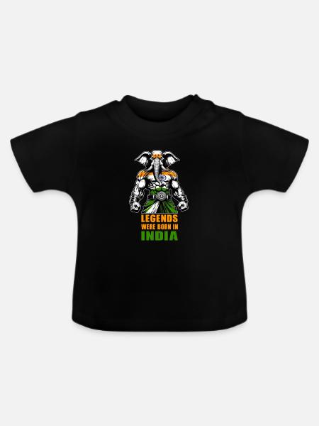 Indien Elefanten Legenden Design - Baby Bio-T-Shirt mit Rundhals - Schwarz
