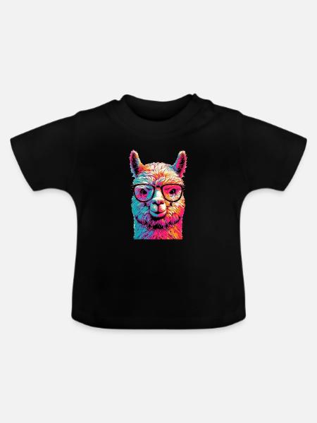 Alpaka - Baby Bio-T-Shirt mit Rundhals - Schwarz
