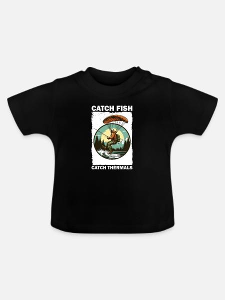 Abenteuerlicher Angler mit Klimmbrett - Baby Bio-T-Shirt mit Rundhals - Schwarz
