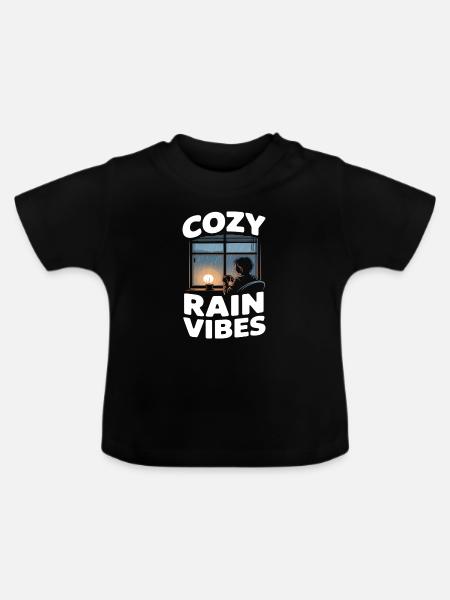 Cozy Rain Vibes Regen - Baby Bio-T-Shirt mit Rundhals - Schwarz