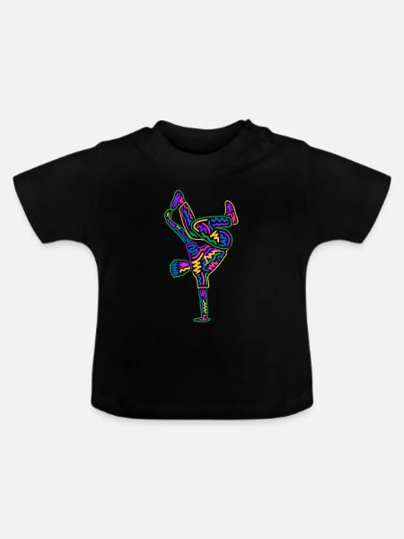 Breakdancing Breakdancer Bunt Jungen Breakdance - Baby Bio-T-Shirt mit Rundhals - Schwarz